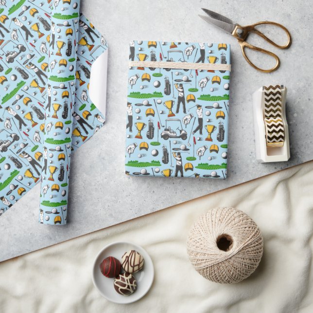Papel De Regalo Regalo azul de los Símbolos deportivos masculinos  (Artesanía)