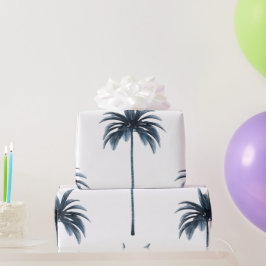 Papel De Regalo Regalo blanco azul del árbol de palmas tropical