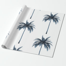 Papel De Regalo Regalo blanco azul del árbol de palmas tropical