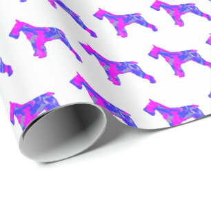 Papel De Regalo Regalo blanco rosado/azul de silueta de perro Schn