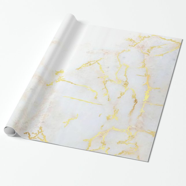 Papel De Regalo Regalo brillante de oro moderno del mármol (Desenrollado)