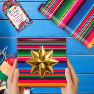 Papel De Regalo Regalo colorido de serape mexicano