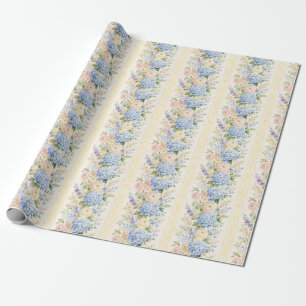 Papel De Regalo Regalo de acuarela de franja floral de hortensia a