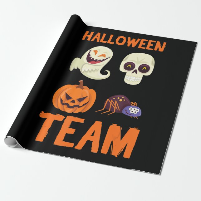 Papel De Regalo Regalo de araña | Halloween Team Pumpkin Ghost Spi (Desenrollado)