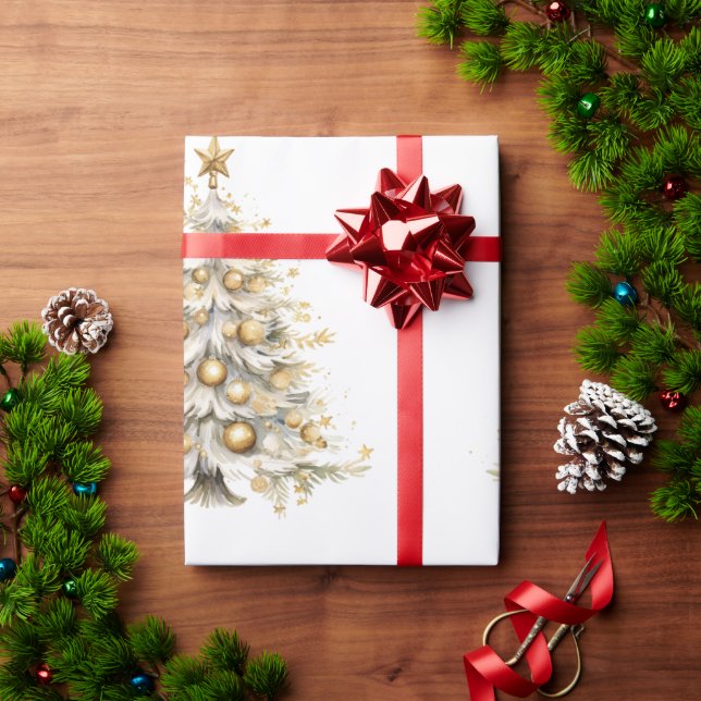 Papel De Regalo Regalo de árbol blanco navideño para Navidades per (Regalo de vacaciones)