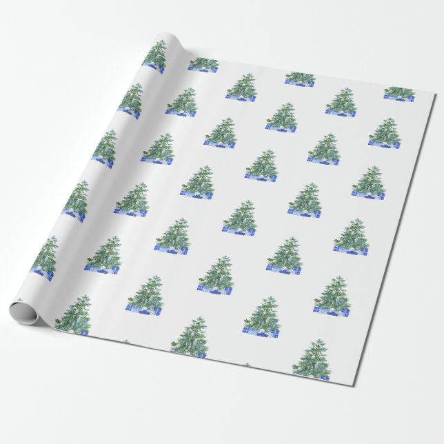 Papel De Regalo Regalo de árbol de Navidad de la cerámica de la ce (Desenrollado)