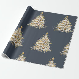 Papel De Regalo Regalo de árbol de oro azul de vacaciones para Nav