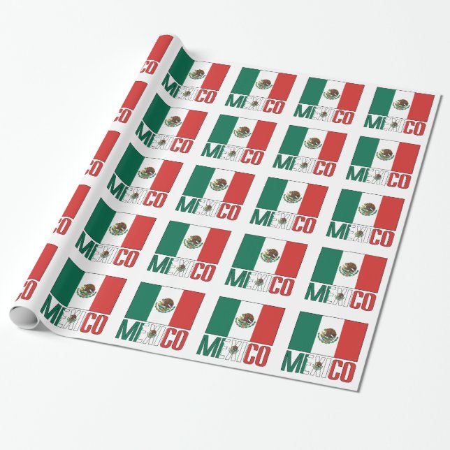 Papel De Regalo Regalo de bandera mexicana y mexicana (Desenrollado)