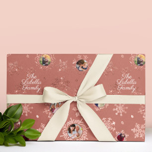 Papel De Regalo Regalo de copos de nieve Rosa Purpurina de oro de