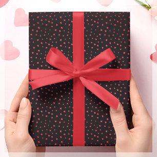 Papel De Regalo Regalo de corazón rojo y negro