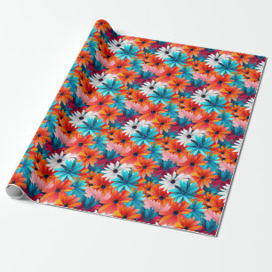 Papel De Regalo Regalo de cumpleaños Colorido Floral Fondo transpa