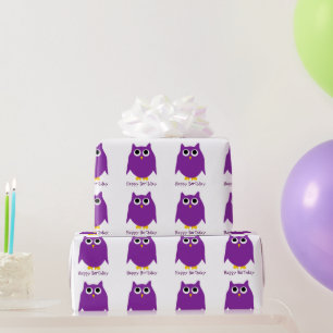 Papel De Regalo Regalo de cumpleaños con diseño de búho