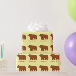 Papel De Regalo Regalo de cumpleaños con diseño de oso