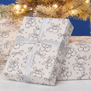 Papel De Regalo Regalo de Cumpleaños con Patrón de Lazo de Cereza
