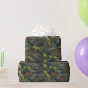 Papel De Regalo Regalo de cumpleaños con silueta de dinosaurio cam