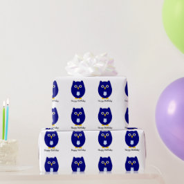 Papel De Regalo Regalo de cumpleaños de diseño de búho azul