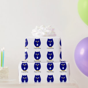 Papel De Regalo Regalo de cumpleaños de diseño de búho azul