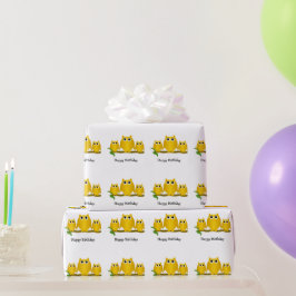 Papel De Regalo Regalo de cumpleaños de diseño de búhos de oro