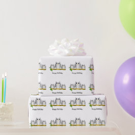 Papel De Regalo Regalo de cumpleaños de diseño de búhos plateados