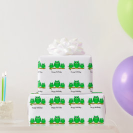 Papel De Regalo Regalo de cumpleaños de diseño de búhos verdes