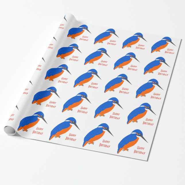 Papel De Regalo Regalo de cumpleaños de diseño de Kingfisher (Desenrollado)