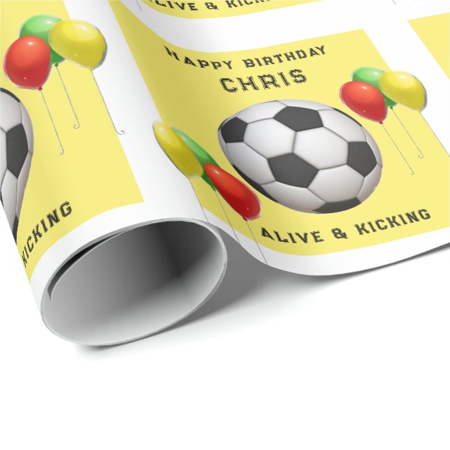 Papel De Regalo Regalo de cumpleaños de fútbol (Esquina del rollo)