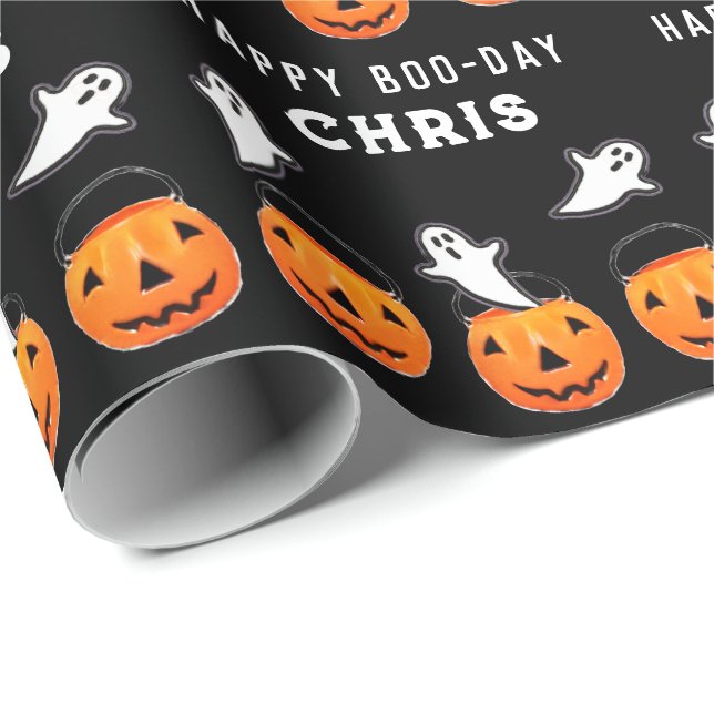 Papel De Regalo Regalo de cumpleaños de Halloween (Esquina del rollo)