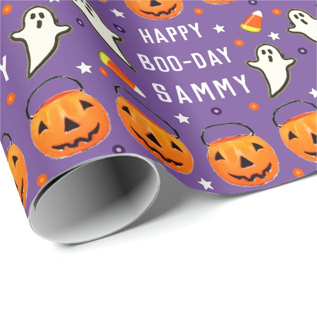 Papel De Regalo Regalo de cumpleaños de Halloween Octubre (Esquina del rollo)