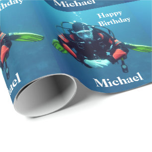 Papel De Regalo Regalo de cumpleaños personalizado buceo con