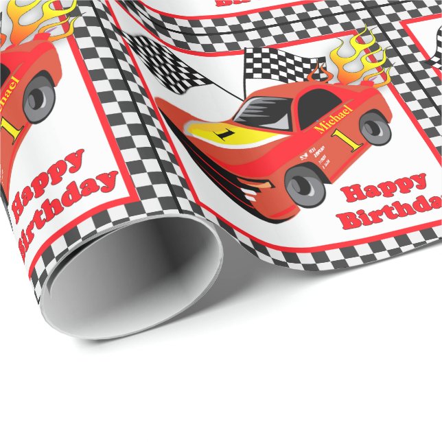 Papel De Regalo Regalo de cumpleaños personalizado de coche de raz (Esquina del rollo)