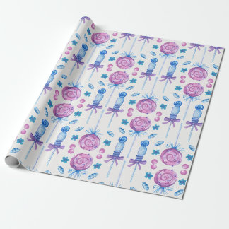 Papel De Regalo Regalo de cumpleaños pop Lolly rosa y azul