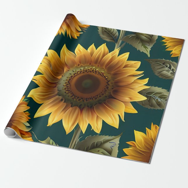 Papel De Regalo Regalo de diseño de patrones florales de girasol (Desenrollado)