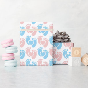 Papel De Regalo Regalo de doula de huellas de pies azules rosados