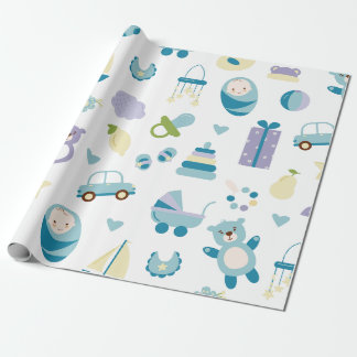 Papel De Regalo Regalo de ducha azul y blanca