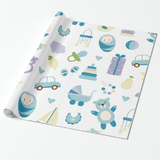 Papel De Regalo Regalo de ducha azul y blanca