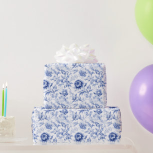 Papel De Regalo Regalo de ducha de novias Blue Blue Floral Blue Fr