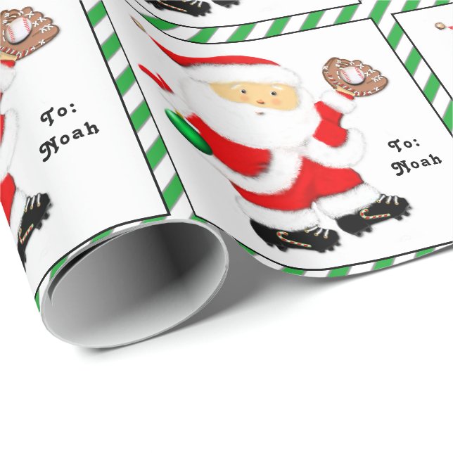 Papel De Regalo Regalo de feriado de béisbol personalizado (Esquina del rollo)