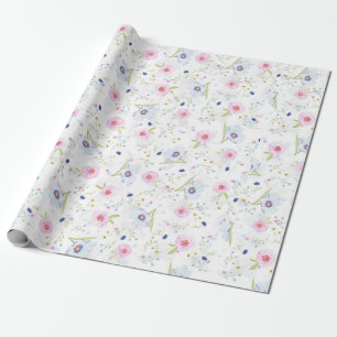 Papel De Regalo Regalo de flores de Bonito floral azul rosa pálido