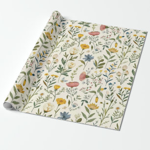 Papel De Regalo Regalo de flores silvestres pastel Cottagecore
