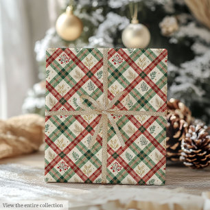 Papel De Regalo Regalo de follaje de acuarela verde y rojo encanta
