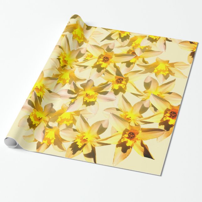 Papel De Regalo Regalo de foto de flores de narcisos de primavera  (Desenrollado)