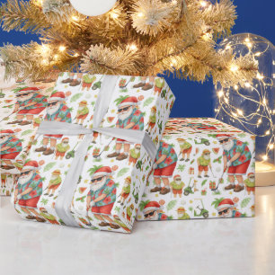 Papel De Regalo Regalo de golf de Santa Claus con Navidades para g