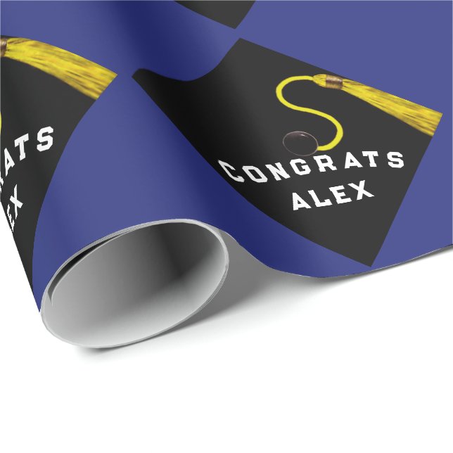 Papel De Regalo Regalo de graduación azul (Esquina del rollo)