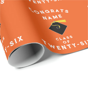 Papel De Regalo Regalo de Graduación Naranja 2026