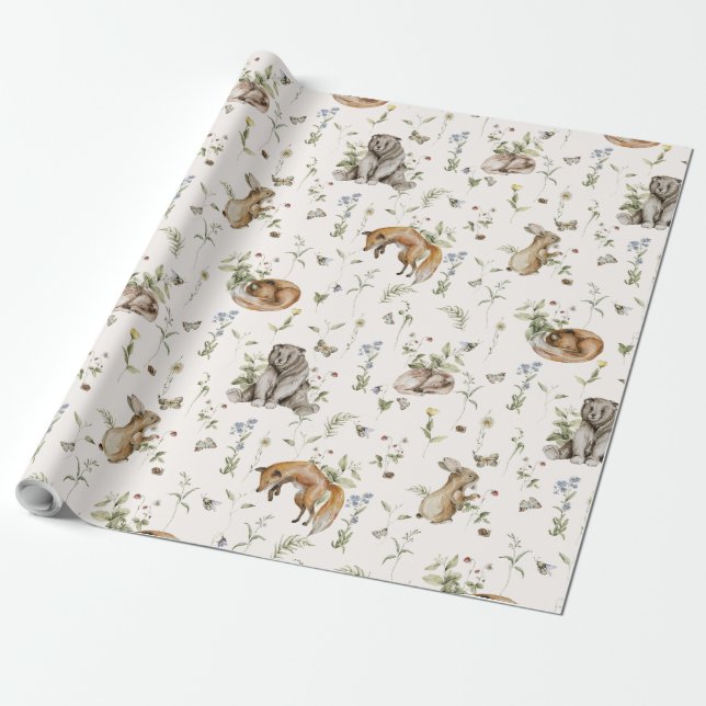 Papel De Regalo Regalo de guardería para animales de bosque de ver (Desenrollado)