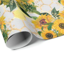 Papel De Regalo Regalo de honeycomb de oro de girasol de verano