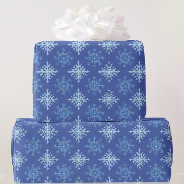 Papel De Regalo Regalo de invierno de Blue Snow Snowflakes (Subido por el creador)
