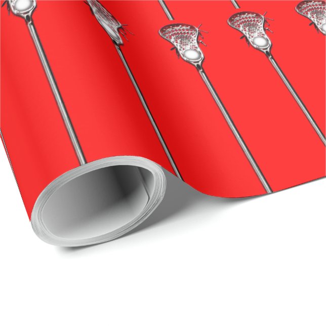 Papel De Regalo Regalo de Lacrosse Rojo (Esquina del rollo)