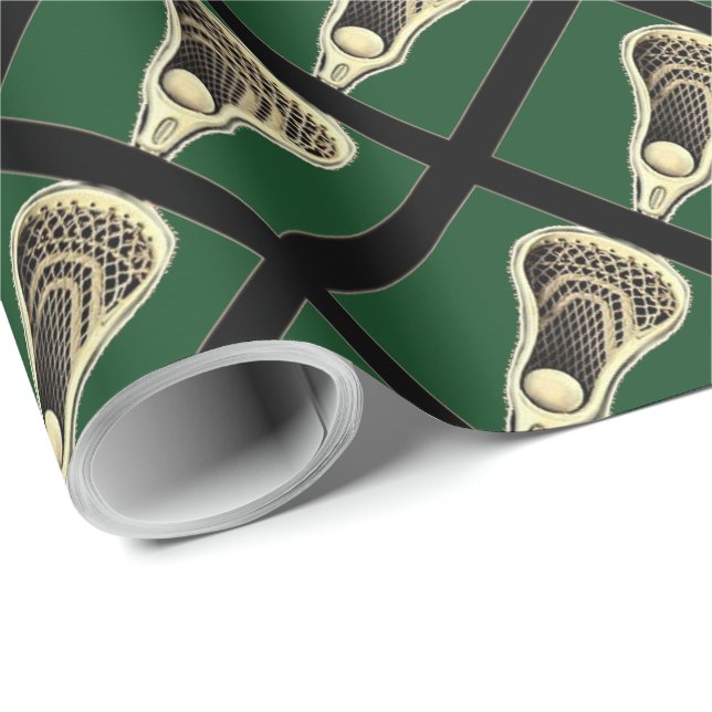 Papel De Regalo Regalo de Lacrosse Verde (Esquina del rollo)
