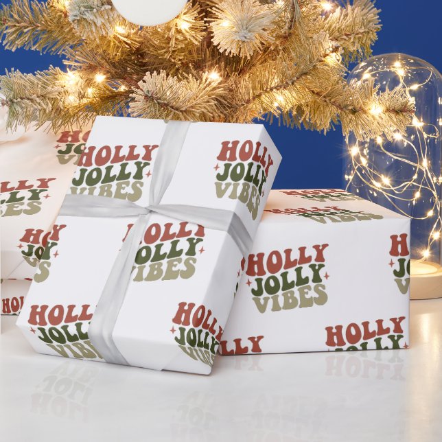 Papel De Regalo Regalo de los Navidades de Holly Jolly Vibes Retro (Vacaciones)